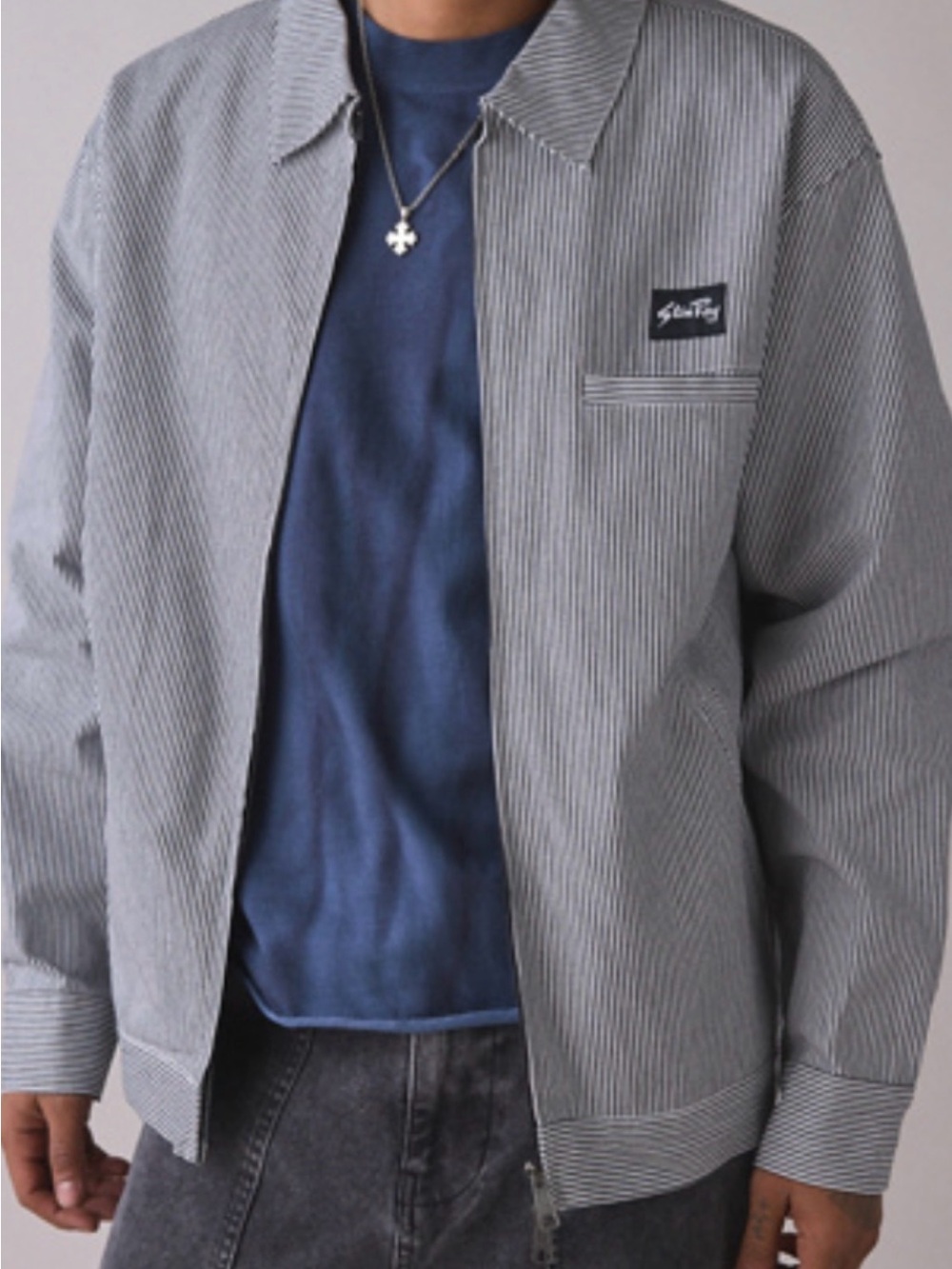 Stan Ray Striped Gray Men's Casual Zip Jacket